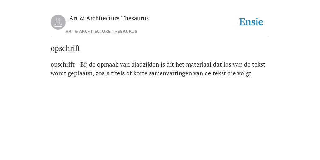 bijvoorbeeld modus Elektrisch opschrift - de betekenis volgens Art & Architecture Thesaurus