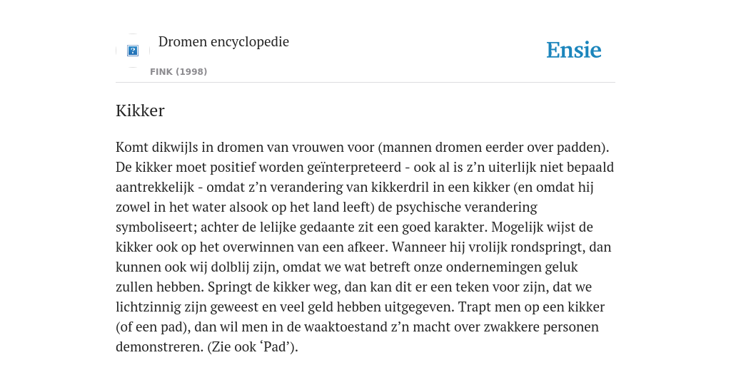 Kikker de betekenis volgens Dromen encyclopedie