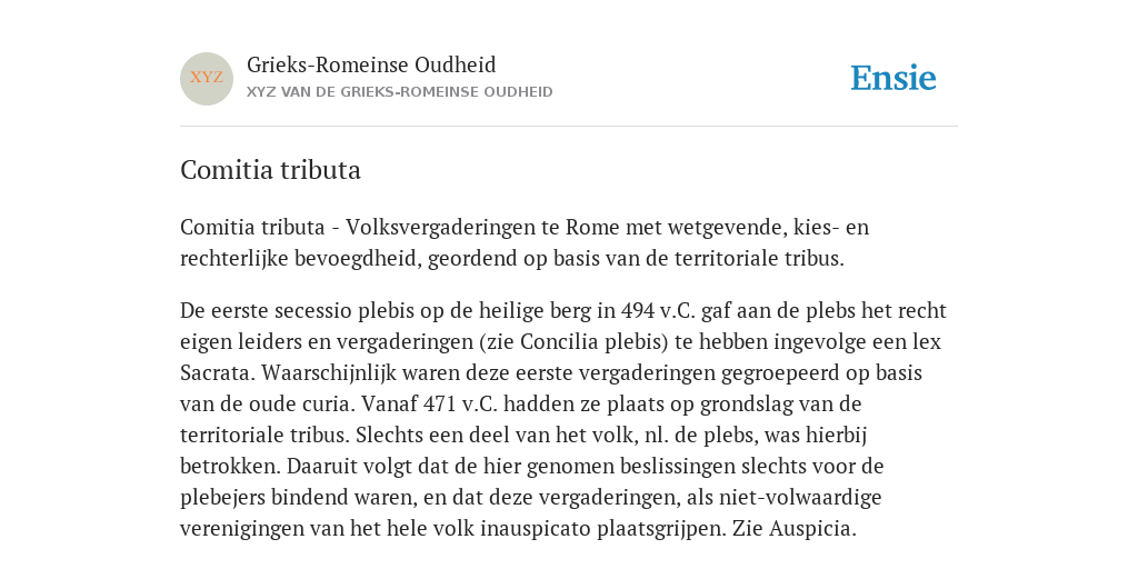Comitia tributa betekenis & definitie