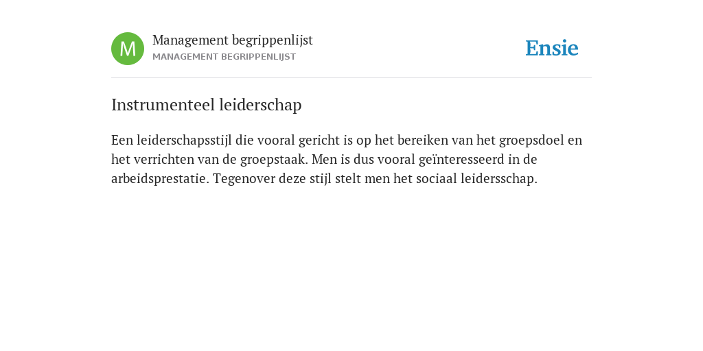 Instrumenteel - de betekenis volgens Management begrippenlijst