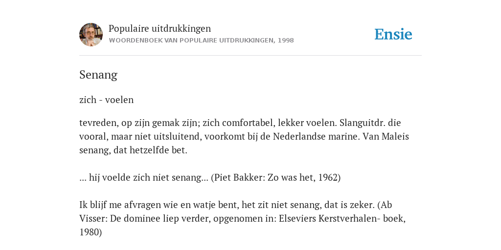 Senang - De Betekenis Volgens Woordenboek Van Populaire Uitdrukkingen