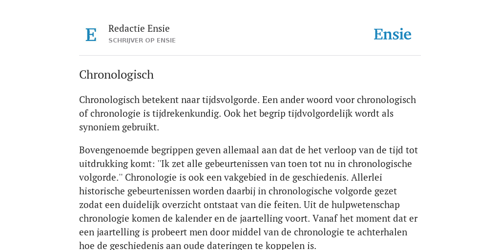 Chronologisch - de betekenis volgens Ensie Encyclopedie