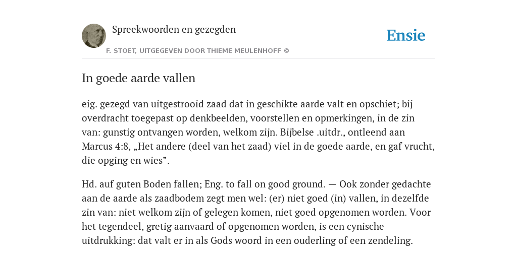 In Goede Aarde Vallen