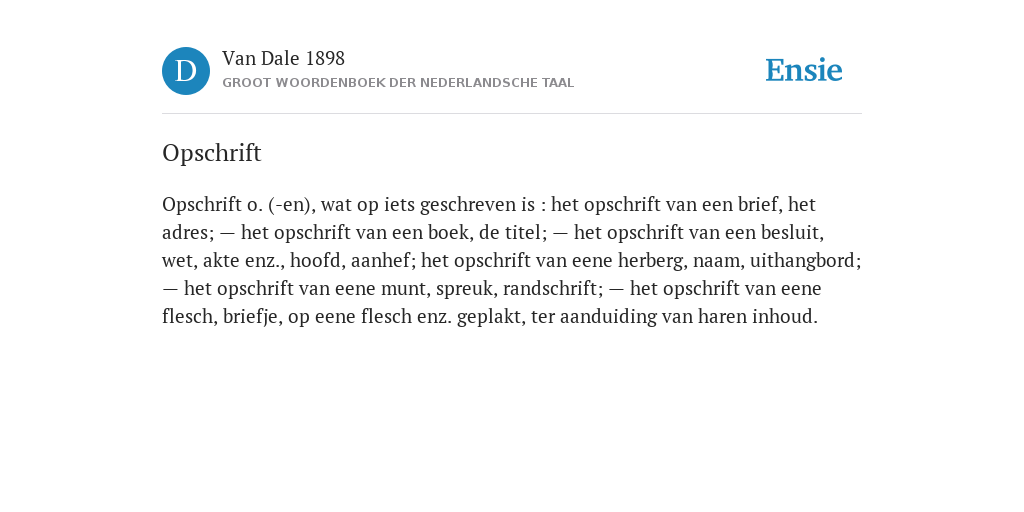 herhaling Keuze Snooze Opschrift - de betekenis volgens Groot woordenboek der Nederlandsche taal