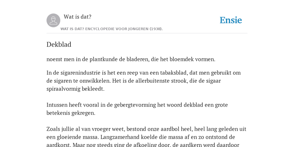 Dekblad de volgens Wat is dat?